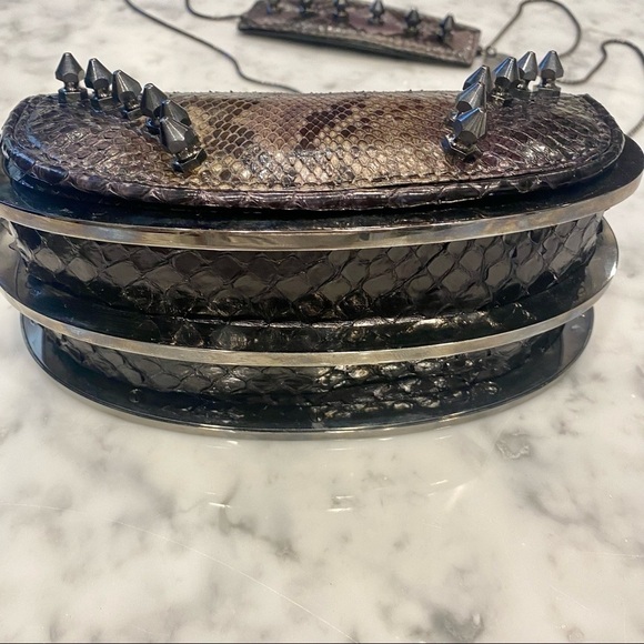 Maison Du Posh Studded Python Clutch - Picture 12 of 16